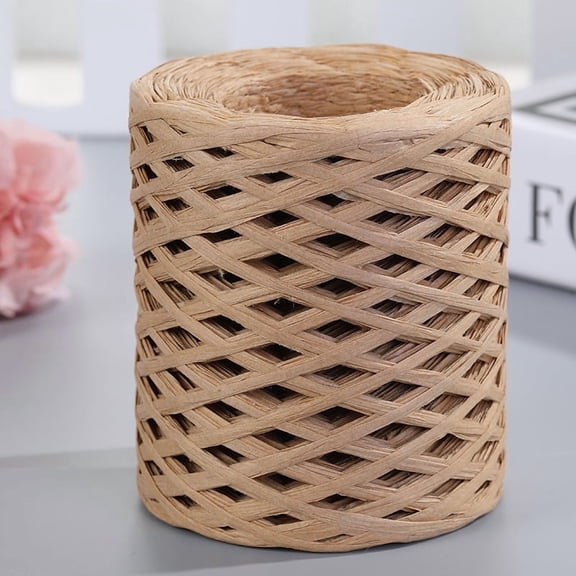 suxuMhao Colored Rope - 3.15IN3.54IN, 2 Rolls Lafite Paper Rope, Premium Craft Rope for Crafts, Baking Packaging with Rope,Flexible Craft Cord for DIY Decor & Handmade Projects (Light Brown)