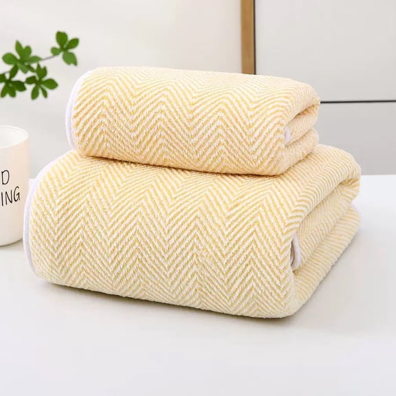 suxuMhao Coral Fleece Fishbone Patterned Towel-Soft bath Towels set, Thick bath Towels,Highly Absorbent Yarn Towel for Daily Use, Comfortable & Long-LastingThickened,shower or home use,yellow