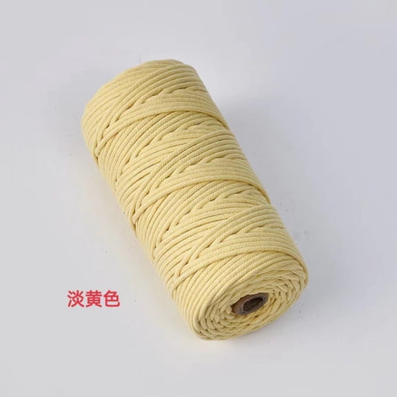 suxuMhao Core-Spun Cotton Rope, 3mm*10.9yd 1 Roll, Light Yellow, 3mm Cotton Rope for Crafts, Craft Cotton String, Decorative Rope, Craft Rope for Baskets, DIY Handicrafts & Home Decor