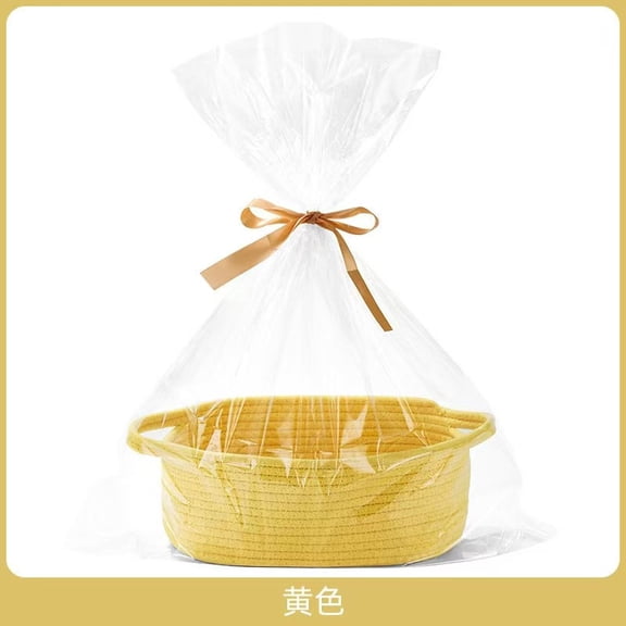 suxuMhao Cotton Rope Storage Basket with Handle, Basket For Towels Yellow Toy Storage Basket - 1285 IN Soft Woven Rope Basket for Shelves, Baskets for Organizing, 1 Piece