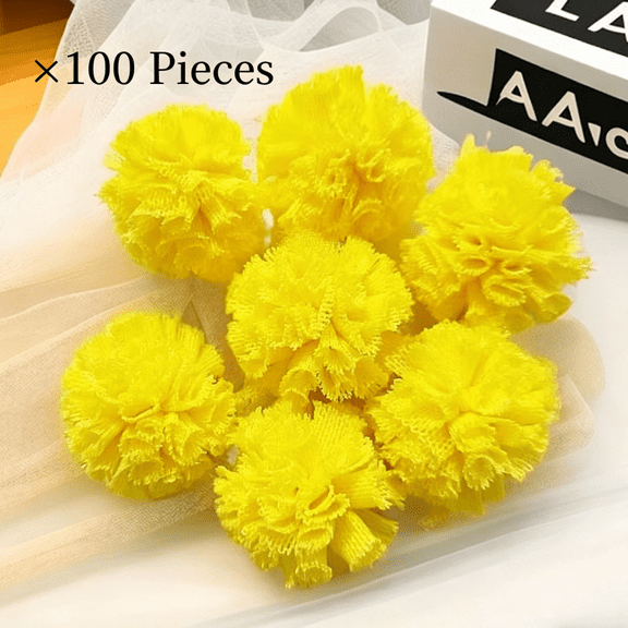 suxuMhao Craft Pom Poms, 100 Pcs Gold Mesh Pom Pom Balls, 0.98 Inches Diameter Elastic Mesh Pom Poms, Fabric Pom Poms, DIY Handmade Ball for Craft Projects, Hair Accessories and Decor