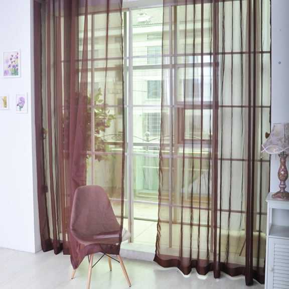 suxuMhao Curtains, 2 Panels Set Pole Mounted Semi Sheer Curtains, Lightweight Long Curtains 3979in, Dark Brown Sheer Curtains for Living Room/Bedroom, See Through Light Filtering Window Drapes
