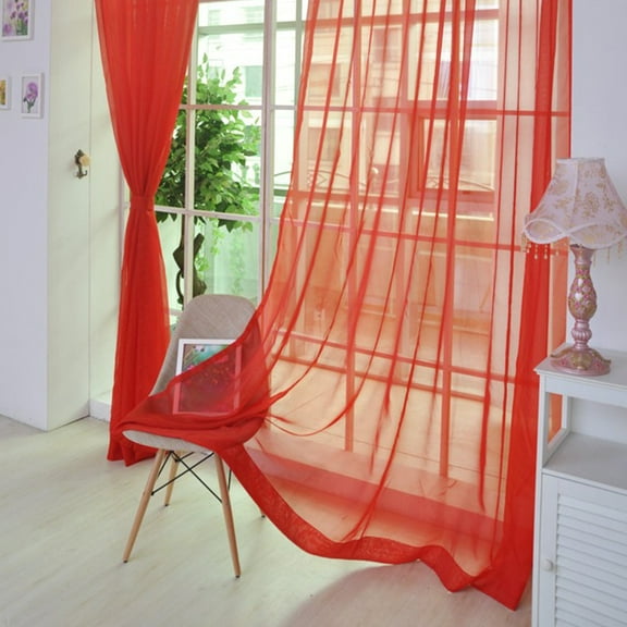 suxuMhao Curtains, 2 Panels Set Pole Mounted Semi Sheer Curtains, Lightweight Long Curtains 3979in, Red Sheer Curtains for Living Room/Bedroom, See Through Light Filtering Window Drapes