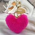 thumbnail image 1 of suxuMhao Cute Plush Heart Shape Keychain - 2 Pcs Small Keychain , Stainless Steel Key Ring, Daily Use 6×3.54in Key Chains, Soft Polyester, Suitable for Car Key Chain, Dark Pink, 1 of 2