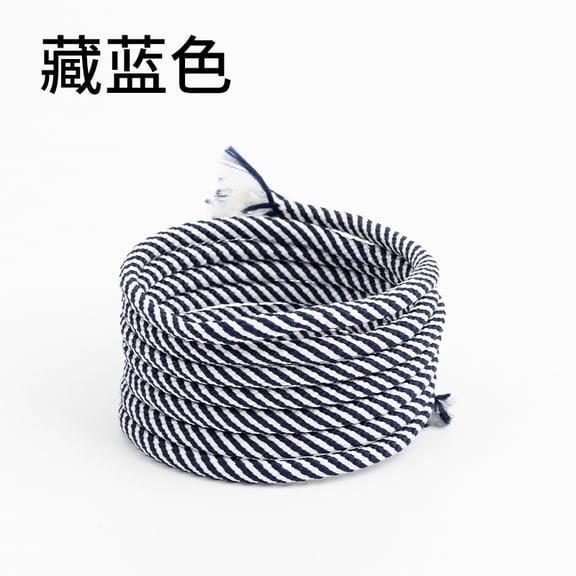 suxuMhao Dark Blue & White Braided Cord Braided Drawstring Cord Colorful Striped Braided Rope Craft Rope 5mm Thick 16.4 Yards Durable Polyester Braided Rope for DIY Craft Making 1 Roll