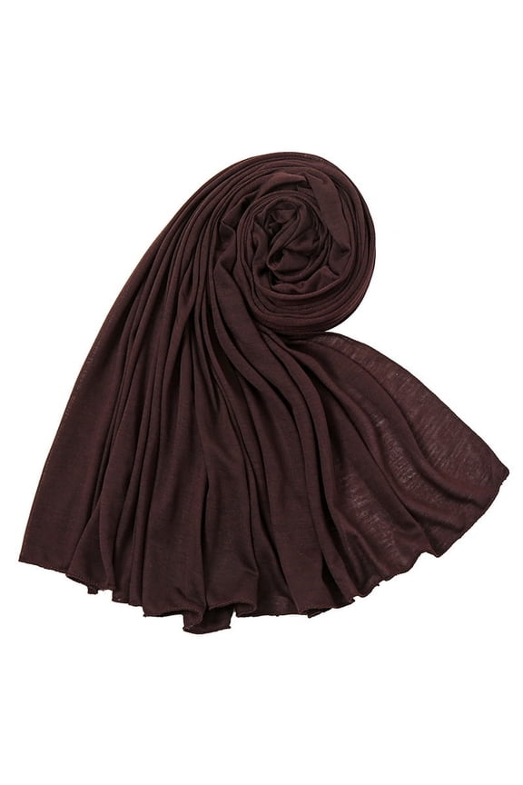 Dark Brown Jersey Hijab Scarf, 1 Piece Soft Stretchy Breathable Jersey Headscarf Scarf and Shawl, Premium Polyester, 70.8*31.5in Large Size, Versatile Fashion Scarf for Daily Wear