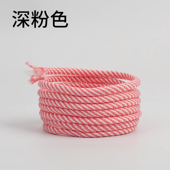 suxuMhao Dark Pink & White Braided Cord Braided Drawstring Cord Colorful Striped Braided Rope Craft Rope 5mm Thick 16.4 Yards Durable Polyester Braided Rope for DIY Craft Making 1 Roll