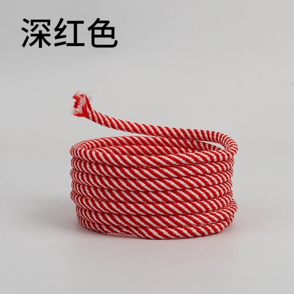 suxuMhao Dark Red & White Braided Cord Braided Drawstring Cord Colorful Striped Braided Rope Craft Rope 5mm Thick 16.4 Yards Durable Polyester Braided Rope for DIY Craft Making 1 Roll
