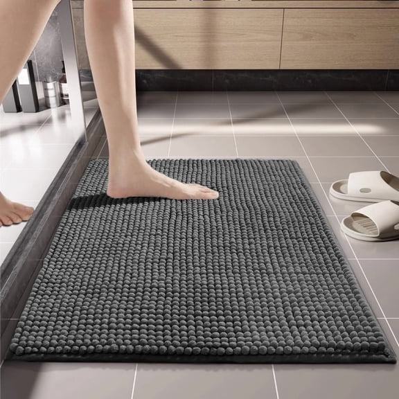 suxuMhao Dark gray 40*60cm 1 Piece Short Pile Bath Rug, Soft Anti Slip Absorbent Stain Resistant Washable Bath Mats Practical Floor Carpet for Restroom Indoor Household Daily Home Decor Use