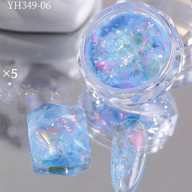 suxuMhao Decor Nail Glitter Powder, 1.9g Total (5 Pieces, 0.38g Each), Multiple Colors, Nail Holographic Powder, Nail Iridescent Flakes, Nail Opal Powder, Perfect for Nails DIY Crafts, Style 12