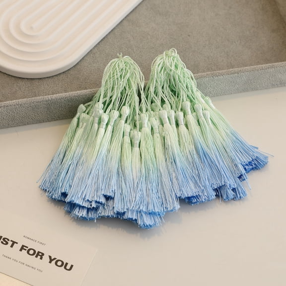 suxuMhao Decoration 50 Pack 3in Green-Blue Gradient Tassels, Mini Ombre Craft Tassels, Lantern Hanging Decoration Tassel, DIY Tassels for Art Craft Project, Bookmark Ornament Making Supplies