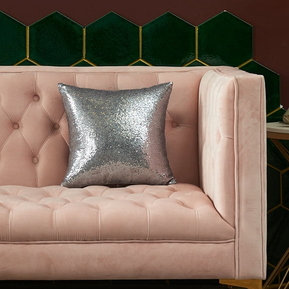 suxuMhao Decorative Pillows, 2 Pack 18*18 Inches Square Throw Pillow Cushion, Sequin Pillow Holiday Pillow Sofa Pillow, Silver, Soft Comfortable Decorative Pillows for Home Decoration