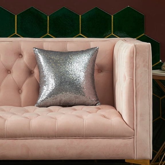 suxuMhao Decorative Pillows, 2 Pack 18*18 Inches Square Throw Pillow Cushion, Sequin Pillow Holiday Pillow Sofa Pillow, Silver, Soft Comfortable Decorative Pillows for Home Decoration