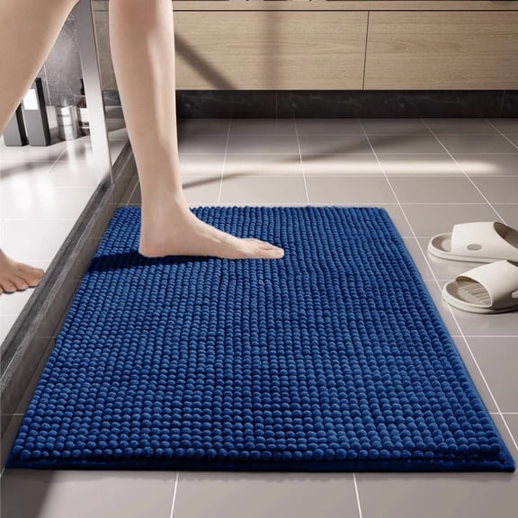 suxuMhao Deep Blue 40*60cm 1 Piece Short Pile Bath Rug, Soft Anti Slip Absorbent Stain Resistant Washable Bath Mats Practical Floor Carpet for Restroom Indoor Household Daily Home Decor Use