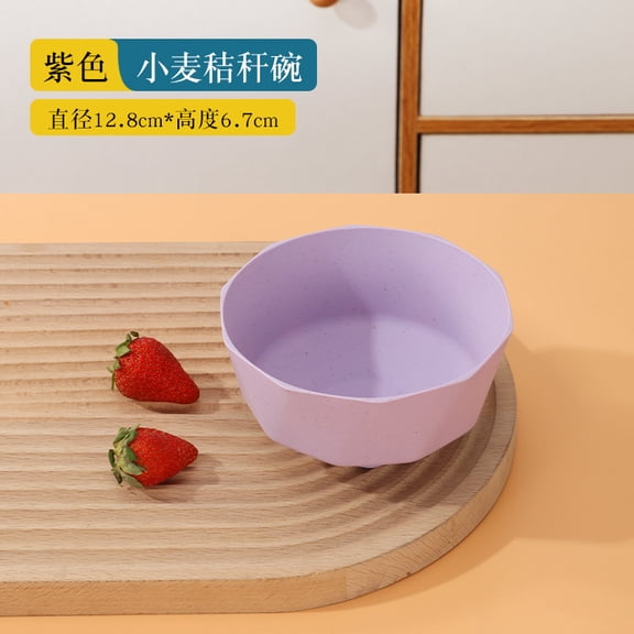 suxuMhao Diamond Shaped Wheat Straw Bowls, 5Pcs Unbreakable Reusable Wheat Fiber Bowls, 5*2.6in Plastic Bowls for Kitchen, Wheat Straw Salad Dinner Bowls, Purple, Stackable Wheat Bowl