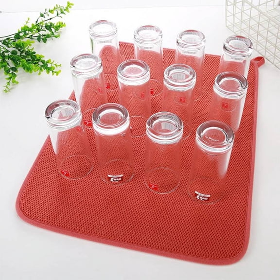 suxuMhao Drying Mats, Red Dish Drying Mat, 18×23.62IN Kitchen Drying Mat, Stone Drying Mat for Kitchen Counter,Dry mat for dishes, 1-Piece Dish Drying Mats for Kitchen Counter