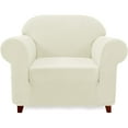 thumbnail image 1 of suxuMhao Elasticity Slipcovers, 1 Piece Single Size Beige White Stretch Couch Covers, Sofa Cover,Couch Covers For Sofa, Elastic Stretch Slipcover for Couch, Fit Most Standard Single Seater Sofas, 1 of 5