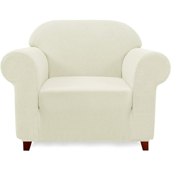 suxuMhao Elasticity Slipcovers, 1 Piece Single Size Beige White Stretch Couch Covers, Sofa Cover,Couch Covers For Sofa, Elastic Stretch Slipcover for Couch, Fit Most Standard Single Seater Sofas