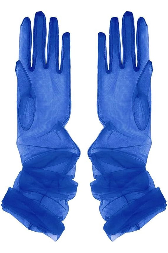 Elegant Sheer Gloves, 3 Pairs One Size Fits Most Adults, Dark Blue Party Gloves Extra Long 27.5IN Transparent Mesh Gloves Opera Gloves Wedding Gloves for Formal Events Prom Galas
