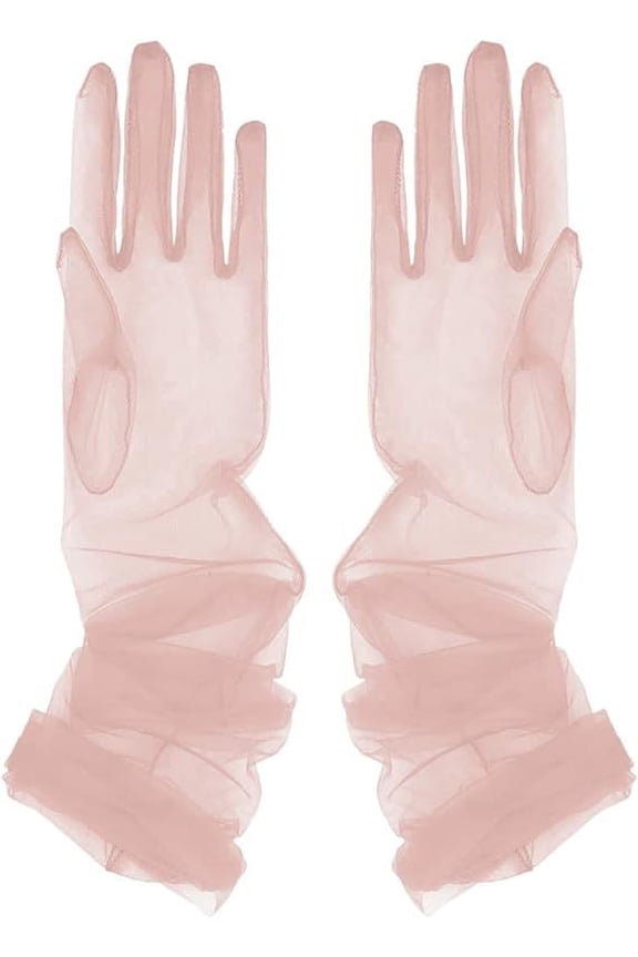 Elegant Sheer Gloves, 3 Pairs One Size Fits Most Adults, Light Pink Party Gloves Extra Long 27.5IN Transparent Mesh Gloves Opera Gloves Wedding Gloves for Formal Events Prom Galas