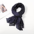 thumbnail image 1 of suxuMhao Fashion Floral Scarf, Spring & Fall Wrinkled Lightweight Sheer Scarf Shawl Wrap, 2 Pieces, Soft Polyester Silk Feel Scarf, 70.87×35.43IN, Dark Blue + Black, Style 1, 1 of 2