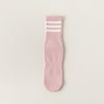 thumbnail image 1 of suxuMhao Fitness Yoga Socks, 3 Pairs Pink & White Stripe Athletic Socks, One Size Cotton Calf Socks, Mid Calf Triple-Striped Socks for Fitness, Floor Socks Breathable Comfortable Socks​, 1 of 1