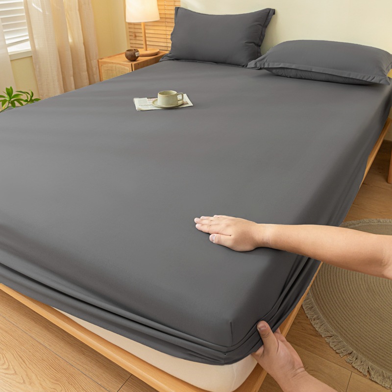 suxuMhao Fitted Sheet - 1 Piece Queen Fitted Sheet, Bed Fitted Sheet , Dust Proof Bed Cover , Mattress Cover, Dark Gray, Queen Size: 60x80in + Drop 11.8in, Snug Fit for Mattresses
