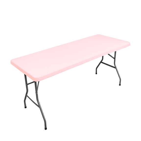suxuMhao Fitted Table Cover, Elastic Stretchy Table Cover, Party Table Cover, Half pack tablecloth, Solid Color Light Pink, 72*30 Inches, 1 Piece, Indoor Outdoor Use for Picnic Party Kitchen
