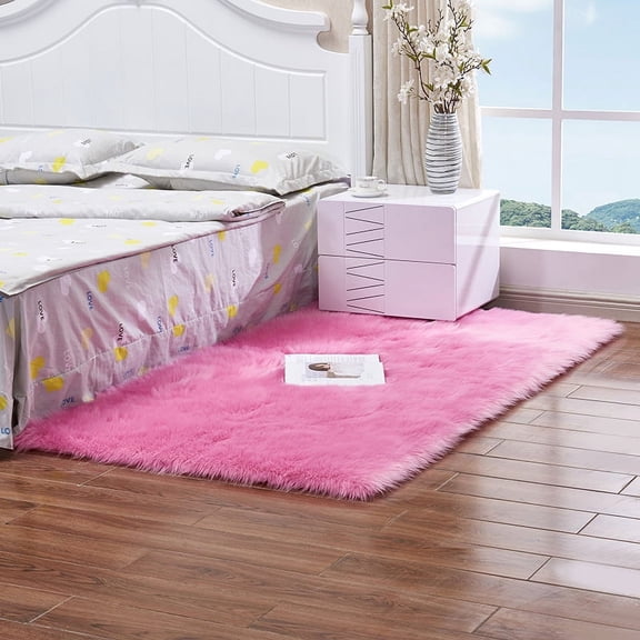suxuMhao Fuzz Area Rug, 23.6235.43IN Dark Pink Washable Soft Plush Carpet for Bedroom Living Room, Rugs For Bedroom, Indoor Decor Dirt-resistant & Easy to Maintain Non-slip Rug, 1 Piece