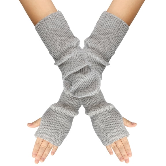 suxuMhao Gloves-3 Pairs Light Gray Elastic Protective Arm Sleeves,One size fits all Knitted Sleeve Covers for Covering Arms,Exposed Finger Sleeve with Soft Acrylic Material,Suitable for Daily Use