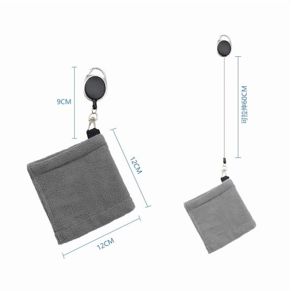 suxuMhao Golf Towel with Retractable Carabiner,2 Pieces Stain Resistant Golf Ball Cleaning Towel & Golf Club Towel, Gray, 4.72×4.72 IN, Absorbent, Durable for Golfers on Course/Driving Ranges