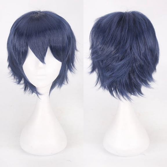 suxuMhao Gray Blue Short Wig 11.8 Inch Anime Cosplay Wig Synthetic Heat Resistant Fiber Universal Costume Wig for Role Play Comic Con Theme Party Stage Performance Daily Dress Up 1 Piece