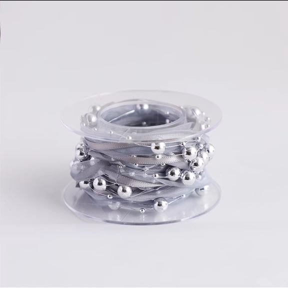 suxuMhao Gray Elegant Smooth Pearl Ribbon Set-2 Rolls Bulk Satin Ribbon,5yd Thin Gift Ribbon for DIY Crafts,Premium Durable Polyester Ribbon Perfect for Gift Wrapping,Party Decor & Scrapbooking