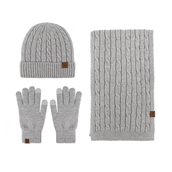 suxuMhao Hat Scarf Glove Set - 1 Set, One Size, Light Gray, Winter Scarves, Winter Hat, Knitted Hat, Warm Gloves/Winter Gloves/Knit Gloves, Soft Acrylic Material, Warm for Cold Weather