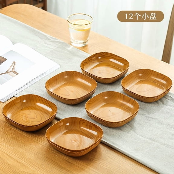 suxuMhao Imitation Wood Grain Tray,12 Pcs 5.5×5.5IN Brown Serving Trays,Food Serving Tray-Serving Trays for Party,Small Tray Serving Platters Coffee Table Tray,Plastic Serving Trays for Home
