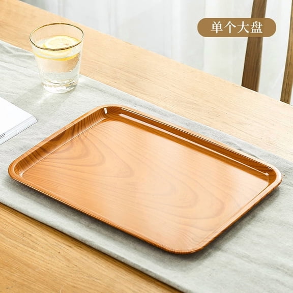 suxuMhao Imitation Wood Grain Tray, 13.7×10.2IN Brown Plastic Serving Trays - Serving Trays for Party, Food Serving Tray, Serving Platters, Food Tray, Coffee Table Tray, 1 Piece Serving Trays​