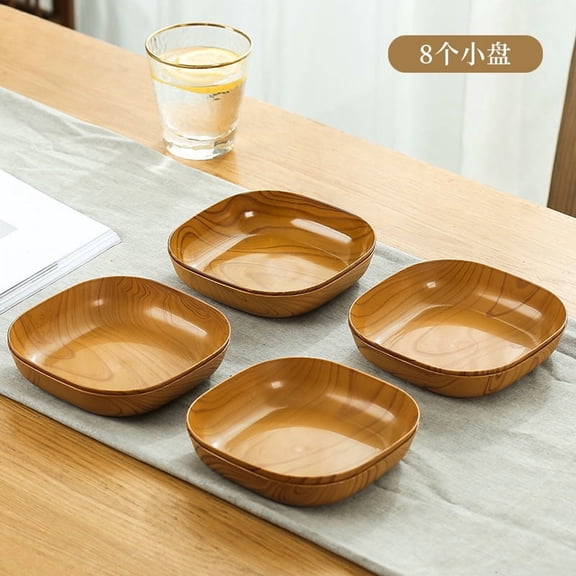 suxuMhao Imitation Wood Grain Tray,8 Pcs 5.5×5.5IN Brown Serving Trays-Serving Trays for Party,Small Tray Serving Platters Coffee Table Tray,Food Serving Tray,Plastic Serving Trays for Home Kitchen​
