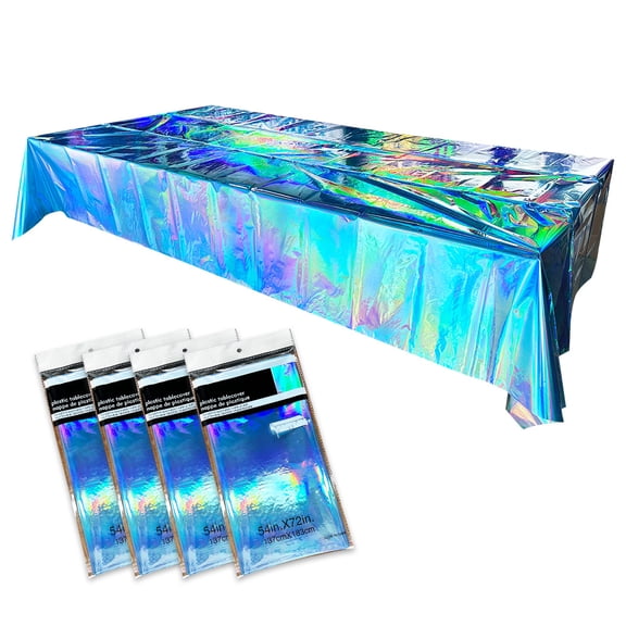 suxuMhao Iridescent Laser Tablecloth, Disposable Plastic Laser Table Cover, Party & Birthday Tablecloth, Square Tablecloth, Blue 5472IN, 2 Pieces Laser Tablecloth for Party Decor,Style 6