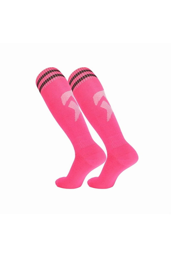 Knee Length Sports Socks - Pink,One Size(6 Pairs) Socks,Athletic High Socks,Sports Socks,Athletic Socks,Suitable for running and playing football ,Breathable Cotton Blend Socks