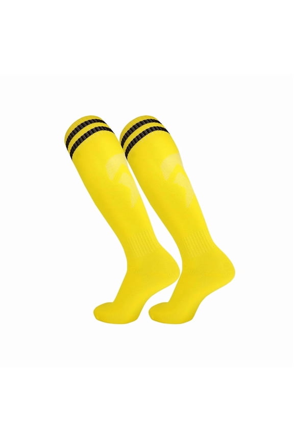 Knee Length Sports Socks - Yellow,One Size(6 Pairs) Socks,Athletic High Socks,Sports Socks,Athletic Socks,Suitable for running and playing football ,Breathable Cotton Blend Socks