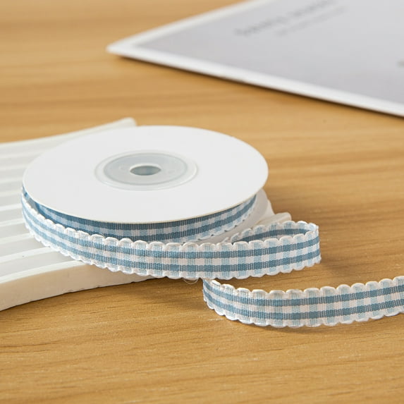 suxuMhao Lace Checkered Ribbon,3 Rolls Blue & White Gift Ribbon Decorative Ribbon Bouquet Ribbon Ribbon Bows Wrapping Ribbon Ribbon Bulk,10yd×0.39IN Ribbon for Craft Decor & Gift Packaging