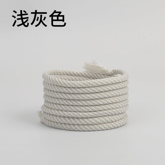 suxuMhao Light Gray & White Braided Cord Braided Drawstring Cord Colorful Striped Braided Rope Craft Rope 5mm Thick 16.4 Yards Durable Polyester Braided Rope for DIY Craft Making 1 Roll