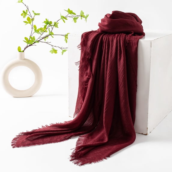 suxuMhao Lightweight Gauze Scarf Summer Sun Protection Shawl Solid Color Headscarf Soft Beach Towel Long Scarf for Daily Wear Outdoor Travel Vacation 39×75IN 2 Pieces Black Red
