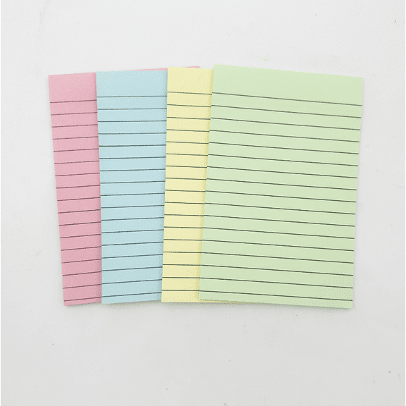 suxuMhao Lined Sticky Notes, Self-Stick Notes, Memo Pack, Sticky Memo Adhesive Notes, Reminder Tabs Annotation Tabs - 4x6in, 4 Pack (45 Sheets Each), Multiple Colors, for Office Home Daily Use