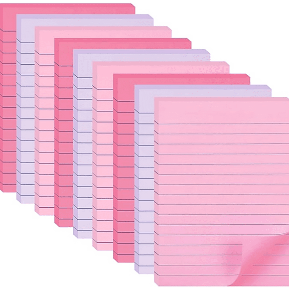 suxuMhao Lined Sticky Notes, Self-Stick Notes, Memo Pack, Sticky Memo Adhesive Notes, Reminder Tabs Annotation Tabs - 4x6in, 9 Pack (45 Sheets Each), Pink & Purple, for Office Home Daily Use