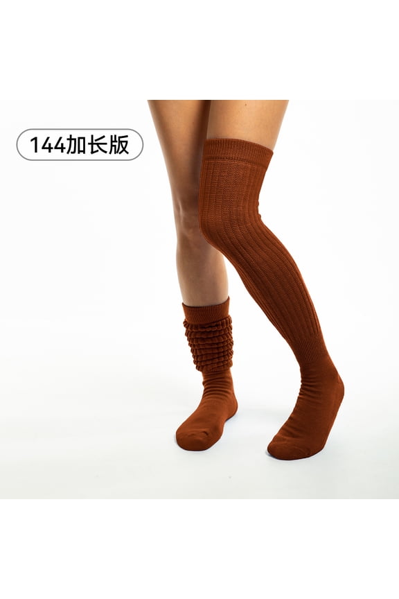Long Stacked Over-The-Knee Socks Thick Thigh High Boot Socks Dark Brown 19 Inch Tube Length One Size Fits All Soft Slouch Socks For Daily Wear Warm Winter Boots Socks 3 Pairs Pack