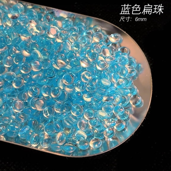 suxuMhao Loose Beads, 100g Resin Beads, Light Blue, Flat Round, Rondelle, Fishbowl, Slime & Vase Filler Beads, 6mm Flat Crunch Beads for Slime Making, Transparent Fishbowl Beads , DIY Crafts