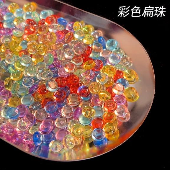 suxuMhao Loose Beads, 100g Resin Beads, Multiple Colors, Flat Round, Rondelle, Fishbowl, Slime & Vase Filler Beads, 6mm Flat Crunch Beads for Slime Making, Transparent Fishbowl Beads , DIY Crafts