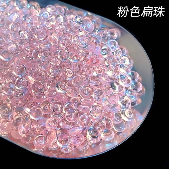 suxuMhao Loose Beads, 100g Resin Beads, Pink, Flat Round, Rondelle, Fishbowl, Slime & Vase Filler Beads, 6mm Flat Crunch Beads for Slime Making, Transparent Fishbowl Beads , DIY Crafts