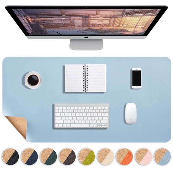 suxuMhao Mouse Pad, 27.56×13.78IN Large Mouse Pad Gaming, Soft PU + Cork Mousepad, Desk Mat Gaming Mouse Pad for Home Office & Gaming, Non-Slip Mouse Pad with Smooth Surface, 1 Piece Light Blue